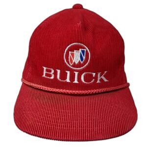 Buick Strapback Rope Hat Red One Size Adjustable Embroidered Corduroy